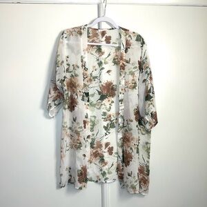 Sheer White Floral Kimono